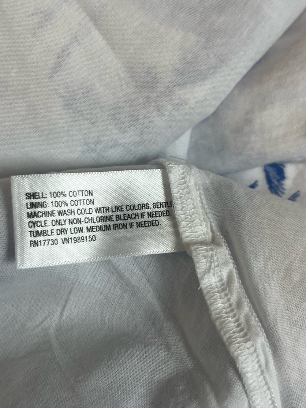a new day Blue & White Toile Printed Balloon Short Sleeve Mini Shirtdress NWT L - Picture 7 of 7